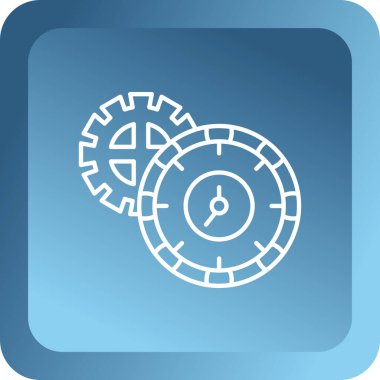 Beyaz arkaplanda mavi saat simgesi izole edildi. Zaman sembolü. Mavi kare düğme. vektör illüstrasyonu