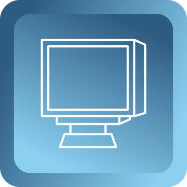 Bilgisayar monitörü işareti. İnternet simgesi. düz biçimli mavi simge.