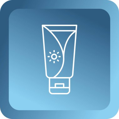 Beyaz arkaplanda izole edilmiş mavi güneş kremi ikonu. Güneş ultraviyole ışığının derisi için deri. vektör illüstrasyonu