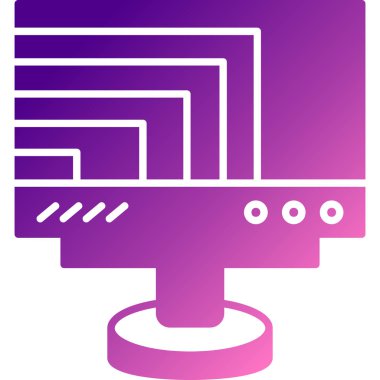 Beyaz arkaplanda kablosuz internet ikonu olan mor çizgi akıllı kamera. Wi-fi işareti. renk kare düğmesi. vektör illüstrasyonu