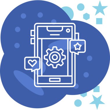 Cep telefonu ve cep telefonu olan akıllı bir telefon. Uygulamanın vektör illüstrasyonu.