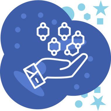 Yıldızlarla çevrili bir dairede bir yıldızı tutan elin vektör simgesi