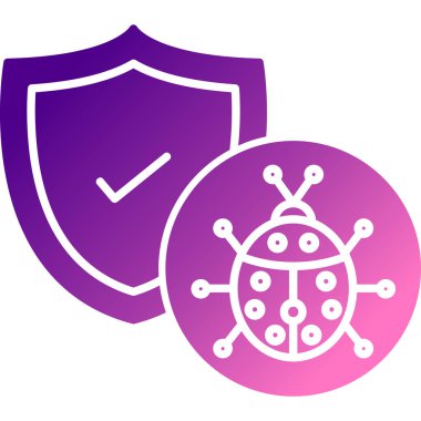 Mor kalkan ve kalkan simgesi beyaz arkaplanda izole edilmiş. Koruma, güvenlik, güvenlik kavramı. Güvenlik simgesi. Virüs işareti. vektör illüstrasyonu