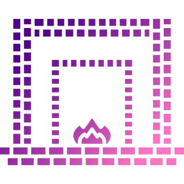 Şömine ikonu. Web için şömine vektör simgelerinin özet çizimi