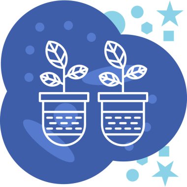 Saksı simgesindeki bitkiler, vektör illüstrasyon tasarımı