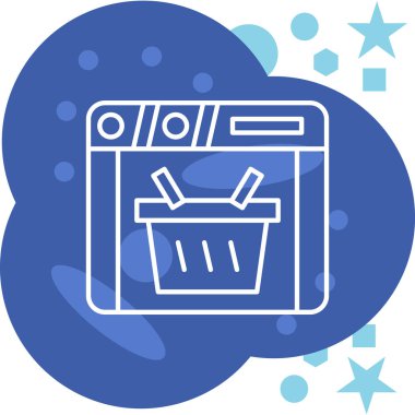 çizgi çöp kutusu simgesi mavi arkaplanda izole edildi. Çöp kutusu tabelası. Geri dönüşüm sepeti simgesi. Ofis çöpü ikonu. Renkli taslak konsepti. vektör