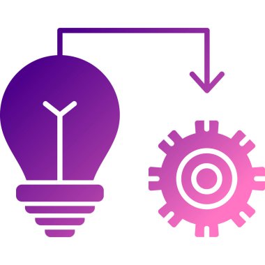 beyaz arkaplanda izole edilmiş dişli ve dişli ikonlu renkli ampul. yenilik kavramı. ticari yenilik sembolü. Değişken rastgele dinamik şekiller. vektör illüstrasyonu