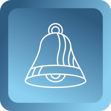 Mavi arkaplanda gümüş çan simgesi izole edildi. vektör illüstrasyonu