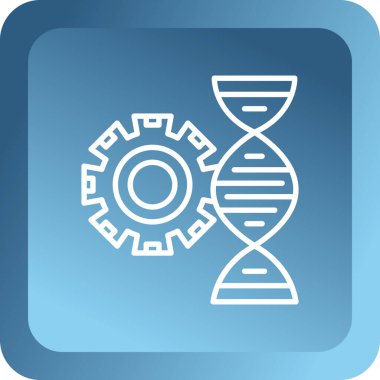 Mavi arkaplanda mavi DNA sembolü izole edildi. Beyaz daire düğmesi. vektör illüstrasyonu.