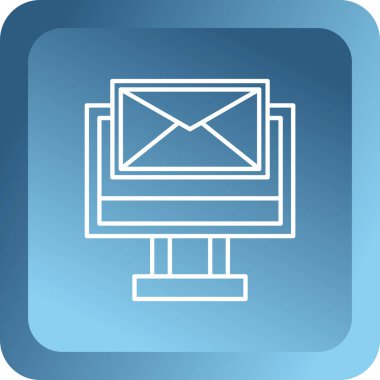 Zarf simgesine sahip dizüstü bilgisayar, vektör illüstrasyonu