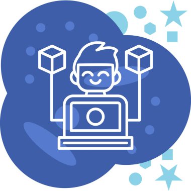 Dizüstü bilgisayarı olan bir adamın vektör çizimi