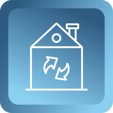 Beyaz arka planda ateş ve duman simgesi olan mavi ev. Ev koruması, güvenlik, ev. Mavi daire düğmesi. vektör illüstrasyonu