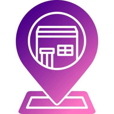 Harita simgesine sahip siyah konum beyaz arkaplanda izole edildi. mor daire düğmesi. vektör illüstrasyonu