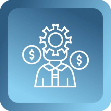 İş yönetimi ikonu. Vektör illüstrasyon biçimi iki renkli sembol, pürüzsüz mavi renk, beyaz arkaplan.