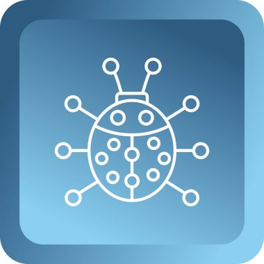 Beyaz arkaplanda çizgi virüsü simgesi izole edildi. Corona virüsü 2019, Ncov. bakteriler ve mikroplar, kanser kanseri, mikrop,