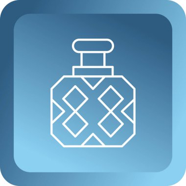 Beyaz arkaplanda izole edilmiş mavi parfüm ikonu. Mavi kare düğme. vektör illüstrasyonu