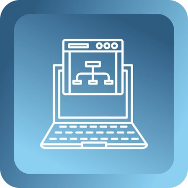 Dizüstü bilgisayarlı bilgisayar, İnternet simgesi, vektör illüstrasyonu