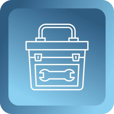 Beyaz arka planda izole edilmiş temizleme kolu simgesi olan mavi kova. Temizlik hizmeti konsepti. vektör illüstrasyonu