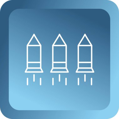 Beyaz arka planda çizgi roket simgesi izole edildi. Mavi özet konsepti. vektör.