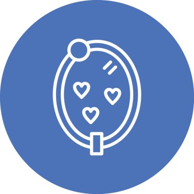 Yuvarlak düğmeli bir dairede kalp şeklindeki kalbin vektör simgesi çizimi