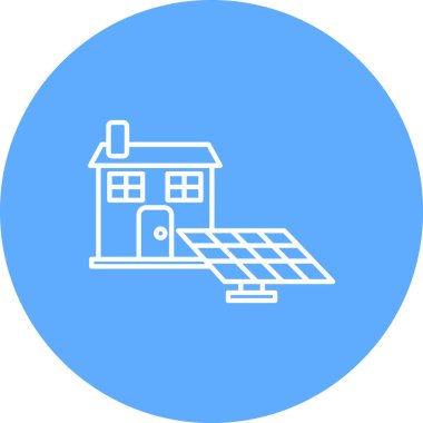 Güneş enerjisi ikonu. İnce renk çizimi. Web ve mobil için vektör tasarımı.