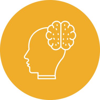 Beyaz vektör illüstrasyonunda izole edilmiş düz stil insan beyni simgesi