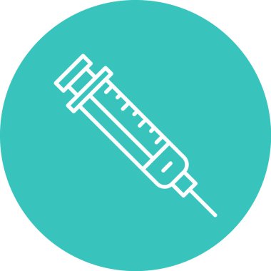 Şırınga yuvarlanmış ikon. Vektör illüstrasyon biçimi düz simge, daire rengi, mavi arkaplan, beyaz arkaplan.