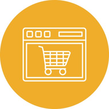 Alışveriş sepeti ikonu. Web için alışveriş arabası vektör simgesinin özet çizimi