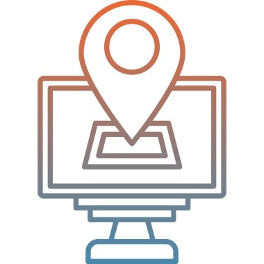 gps konum pin simgesi doldurulmuş dış hat biçimi