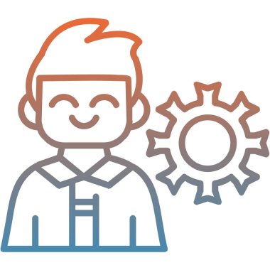 iş adamı dişli simgesi tam taslak biçimi