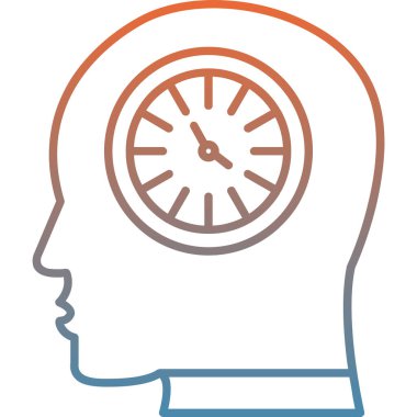 Saat simgesiyle insan yüzü, vektör illüstrasyon tasarımı