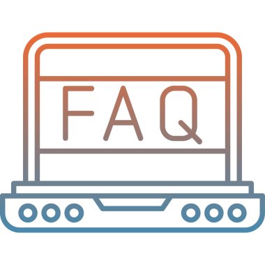 faq simgesi, satır vektör illüstrasyonu