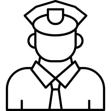 Polis memuru ikonu. Beyaz arkaplanda izole edilmiş web tasarımı için polis memuru vektör simgesi ana hatları