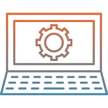 dizüstü bilgisayar ve dişli simgesini