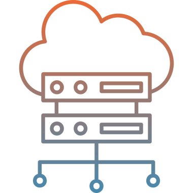 bulut hesaplama vektör çizgisi simgesi.