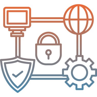 güvenlik ve güvenli kilit tasarımı, vektör illüstrasyonu