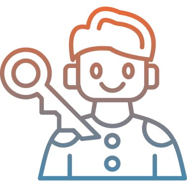 Doktor erkek hasta ikonu ana hatlarıyla