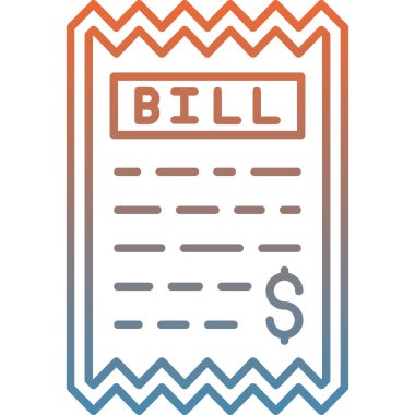 Bill fatura renk çizgisi simgesi beyaz arkaplanda izole edildi
