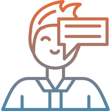 Konuşma balonu olan avatar adam, vektör illüstrasyonu