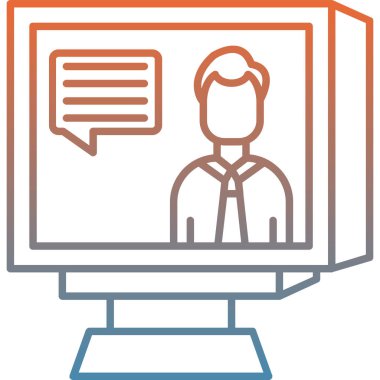 Çevrimiçi konferans. Web simgesi basit illüstrasyon