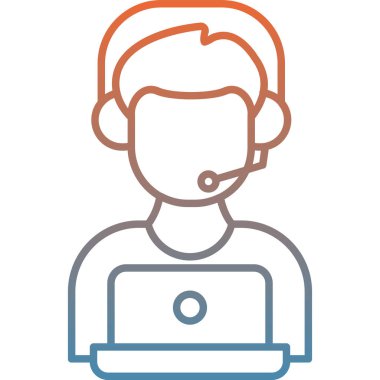 Çağrı merkezi müşteri servis simgesi ana hatlar biçiminde