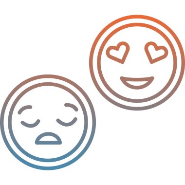 Mutlu çift yüz ifadesi çizgisi ve biçim simgesini doldur