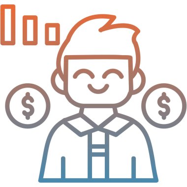 Beyaz arkaplanda izole edilmiş müşteri simgesi ve vektör illüstrasyonu