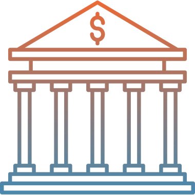 Banka binası simgesi düz stil