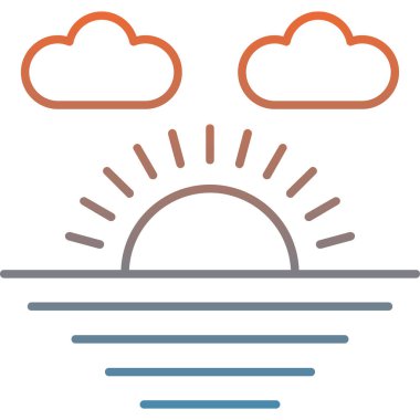 güneş bulutu hava durumu simgesi doldurulmuş & dış hat biçiminde