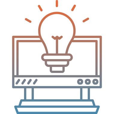 Ampul ve ekran vektör illüstrasyon tasarımlı bilgisayar masaüstü