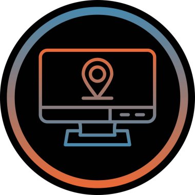 Showing computer screen with location icon