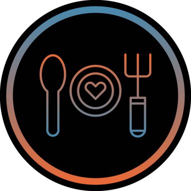 Çatal simge vektör çizimi olan kalp ve çatal
