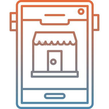 mobil mağaza simgesi vektör ince çizgi