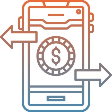 bankacılık cep telefonu simgesi tam taslak biçimi